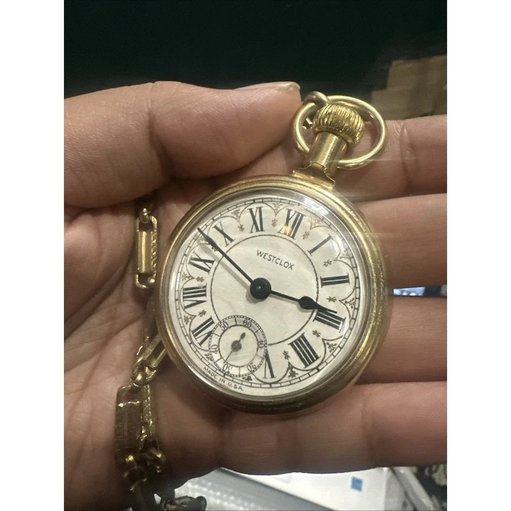 Working Vintage WESTCLOX Train Pocket Unisex Watch RUNS AND KEEPS TIME 50mm